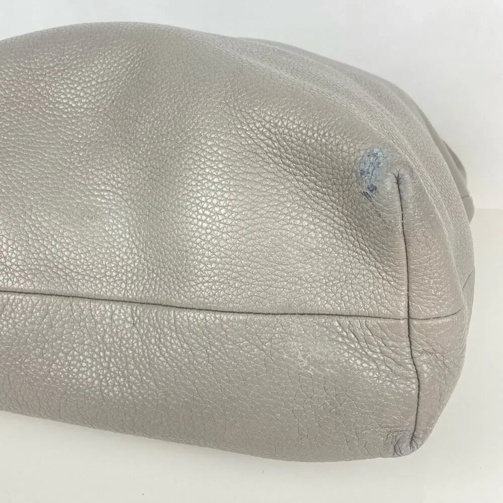 ELIZABETH AND JAMES Grey Pebbled Leather Teddy Hobo Shoulder Bag - $525.